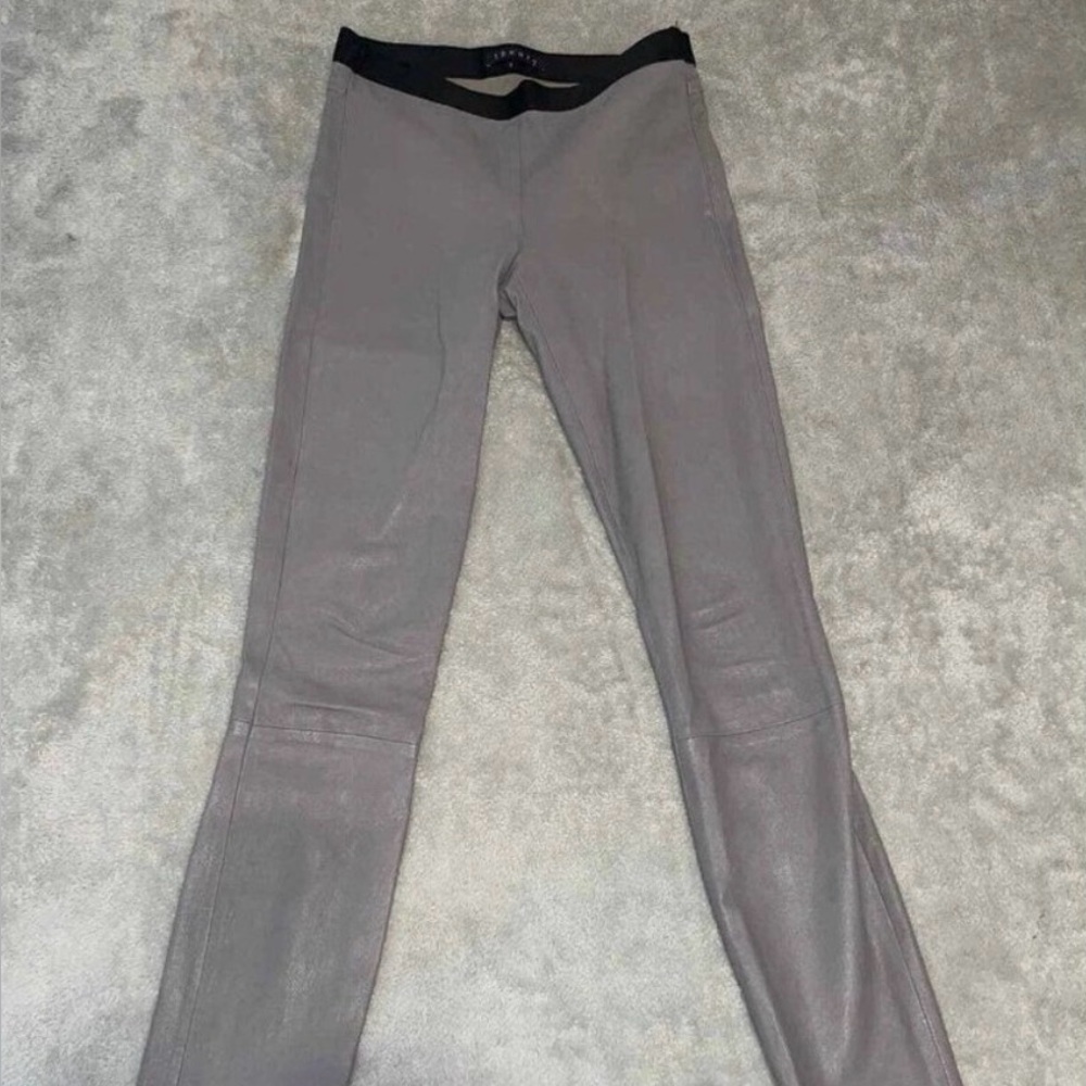 Theory Lamb Leather Leggings Gray Size 4